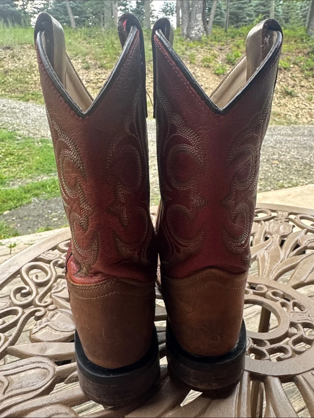 Youth Cody James Cowboy Boots in Brown and Deep Red